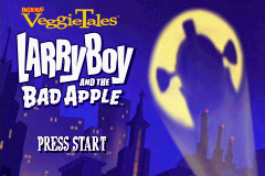 Veggie Tales: LarryBoy and the Bad Apple title screen for GameBoy Advance